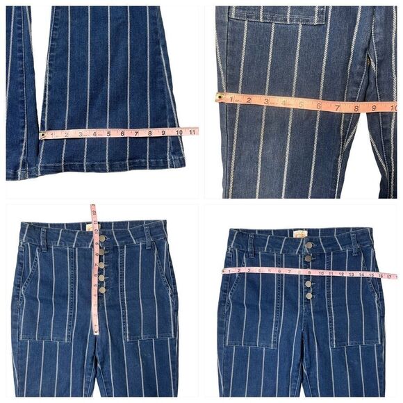 Gianni Bini Aztec Striped Flared High Waist Button Fly Flare Jeans - Picture 13 of 16